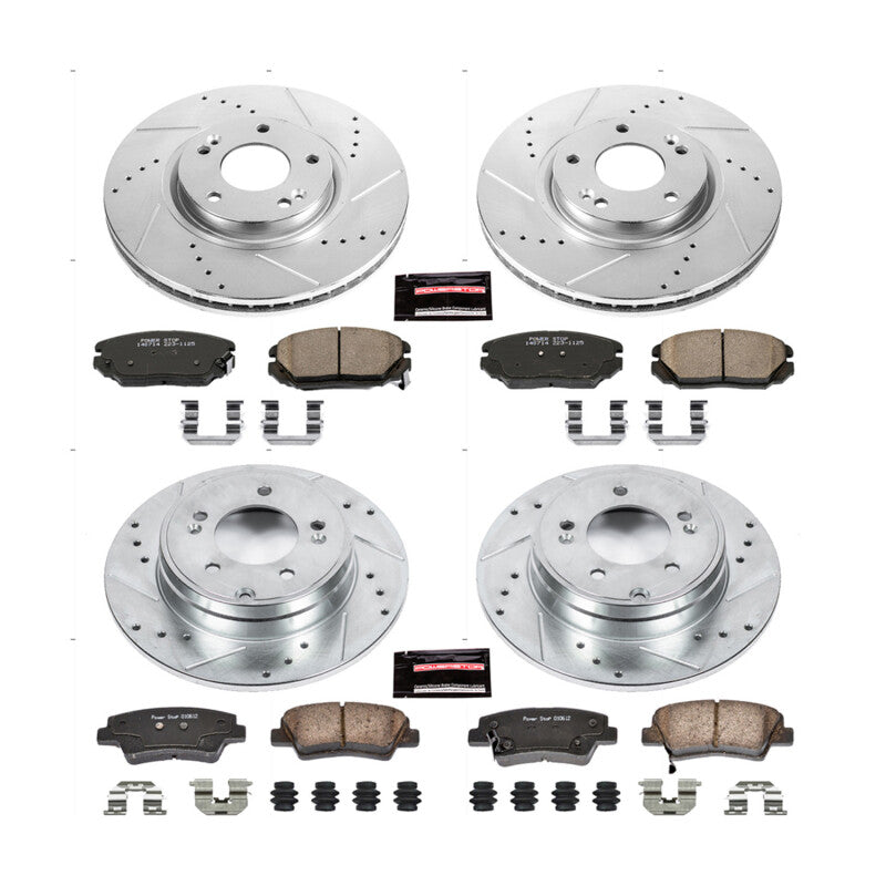 Power Stop 09-11 Hyundai Azera Front and Rear Z23 Evolution Brake Kit-Brake Kits - Performance D&S-Grocery Getter Performance