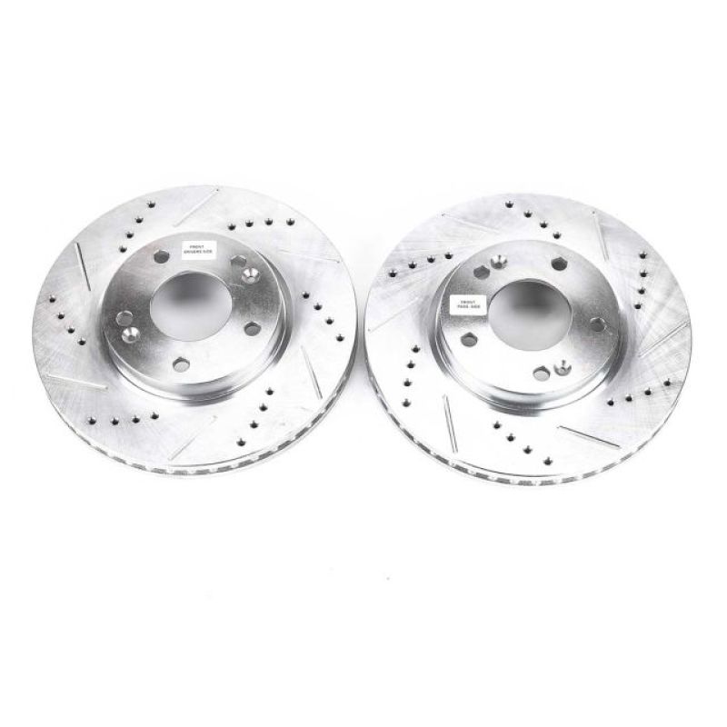 Power Stop 09-12 Hyundai Elantra Front Evolution Drilled & Slotted Rotors - Pair-Brake Rotors - Slot & Drilled-Grocery Getter Performance