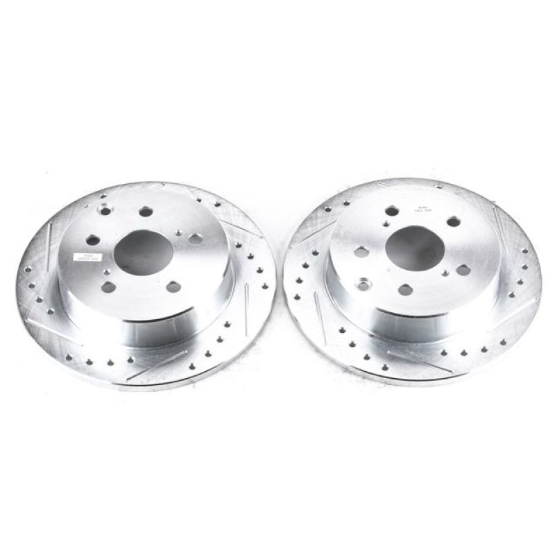 Power Stop 10-12 Lexus HS250h Rear Evolution Drilled & Slotted Rotors - Pair-Brake Rotors - Slot & Drilled-Grocery Getter Performance
