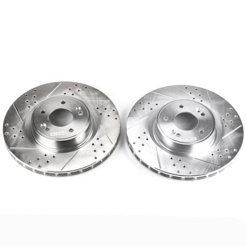Power Stop 10-16 Hyundai Genesis Coupe Front Evolution Drilled & Slotted Rotors - Pair-Brake Rotors - Slot & Drilled-Grocery Getter Performance