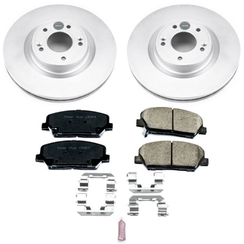 Power Stop 10-16 Hyundai Genesis Coupe Front Z17 Evolution Geomet Coated Brake Kit-Brake Kits - Performance Blank-Grocery Getter Performance