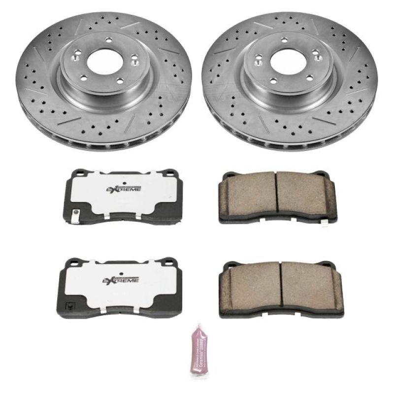 Power Stop 10-16 Hyundai Genesis Coupe Front Z26 Street Warrior Brake Kit-Brake Kits - Performance D&S-Grocery Getter Performance