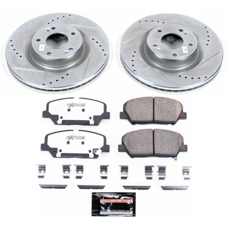 Power Stop 10-16 Hyundai Genesis Coupe Front Z26 Street Warrior Brake Kit-Brake Kits - Performance D&S-Grocery Getter Performance