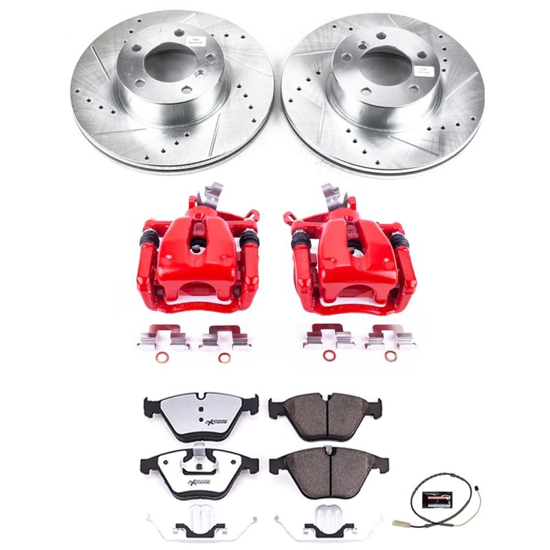 Power Stop 11-12 BMW 328i xDrive Front Z26 Street Warrior Brake Kit w/Calipers-Brake Kits - Performance D&S-Grocery Getter Performance