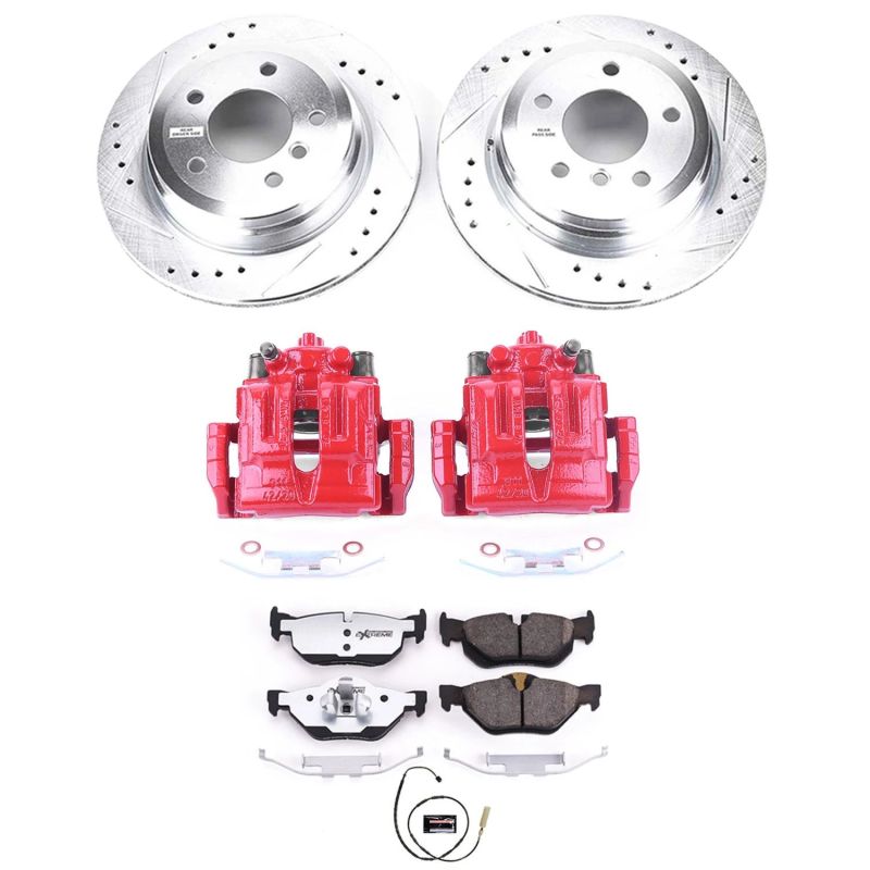 Power Stop 11-13 BMW 328i Rear Z26 Street Warrior Brake Kit w/Calipers-Brake Kits - Performance D&S-Grocery Getter Performance