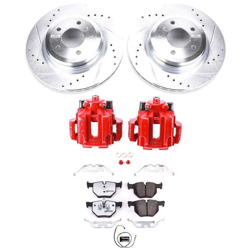 Power Stop 11-13 BMW 335i Rear Z26 Street Warrior Brake Kit w/Calipers-Brake Kits - Performance D&S-Grocery Getter Performance