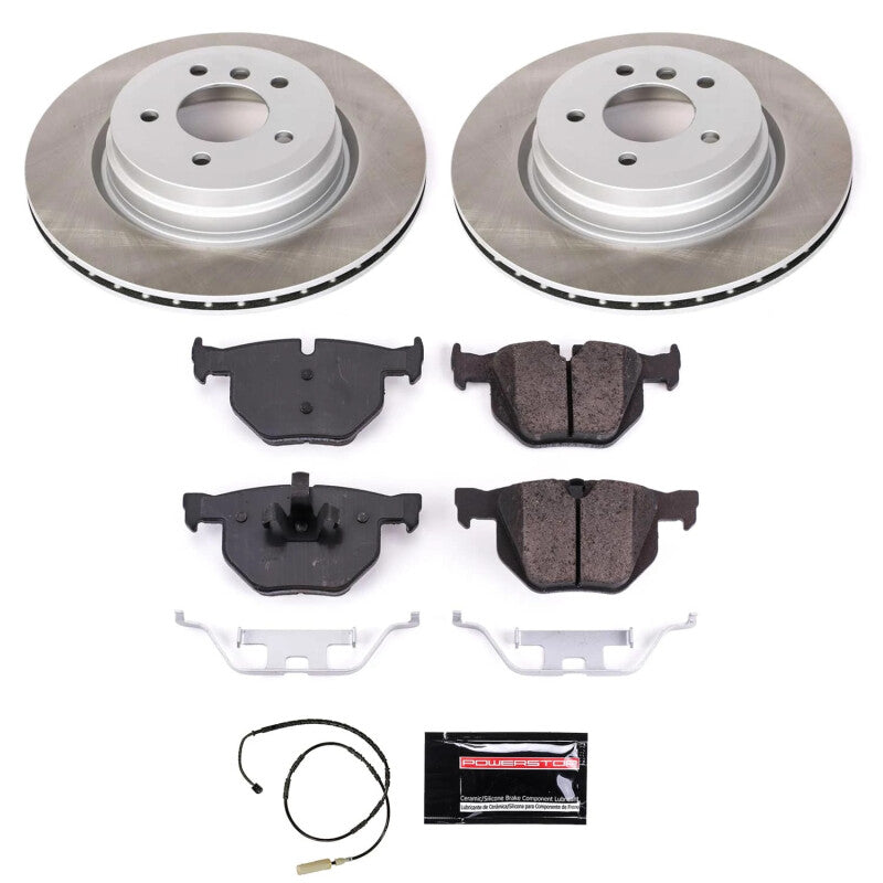 Power Stop 11-13 BMW 335is Rear Semi-Coated Rotor Kit-Brake Kits - Performance Blank-Grocery Getter Performance
