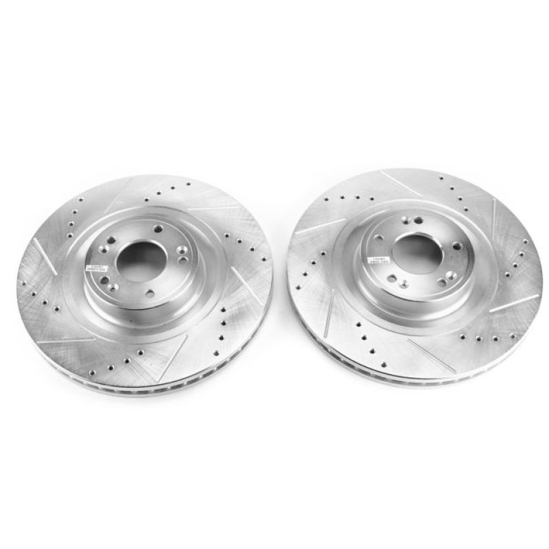 Power Stop 12-16 Hyundai Equus Front Evolution Drilled & Slotted Rotors - Pair-Brake Rotors - Slot & Drilled-Grocery Getter Performance