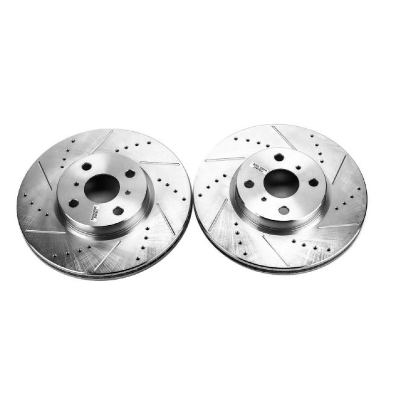 Power Stop 12-18 Toyota Yaris Front Evolution Drilled & Slotted Rotors - Pair-Brake Rotors - Slot & Drilled-Grocery Getter Performance