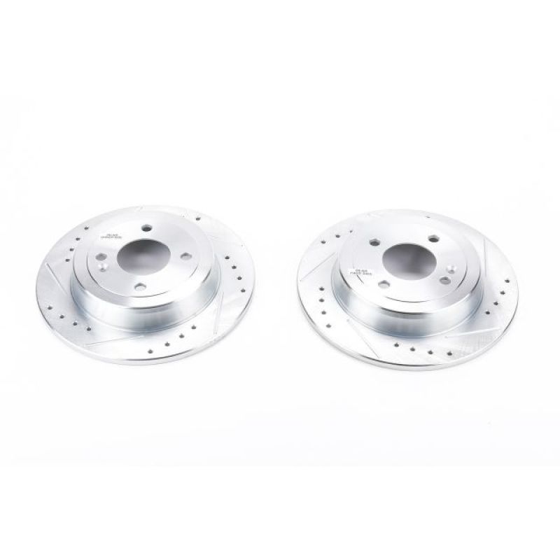 Power Stop 12-19 Hyundai Accent Rear Evolution Drilled & Slotted Rotors - Pair-Brake Rotors - Slot & Drilled-Grocery Getter Performance