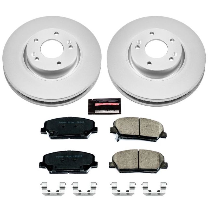 Power Stop 13-15 Hyundai Veloster Front Z17 Evolution Geomet Coated Brake Kit-Brake Kits - Performance Blank-Grocery Getter Performance