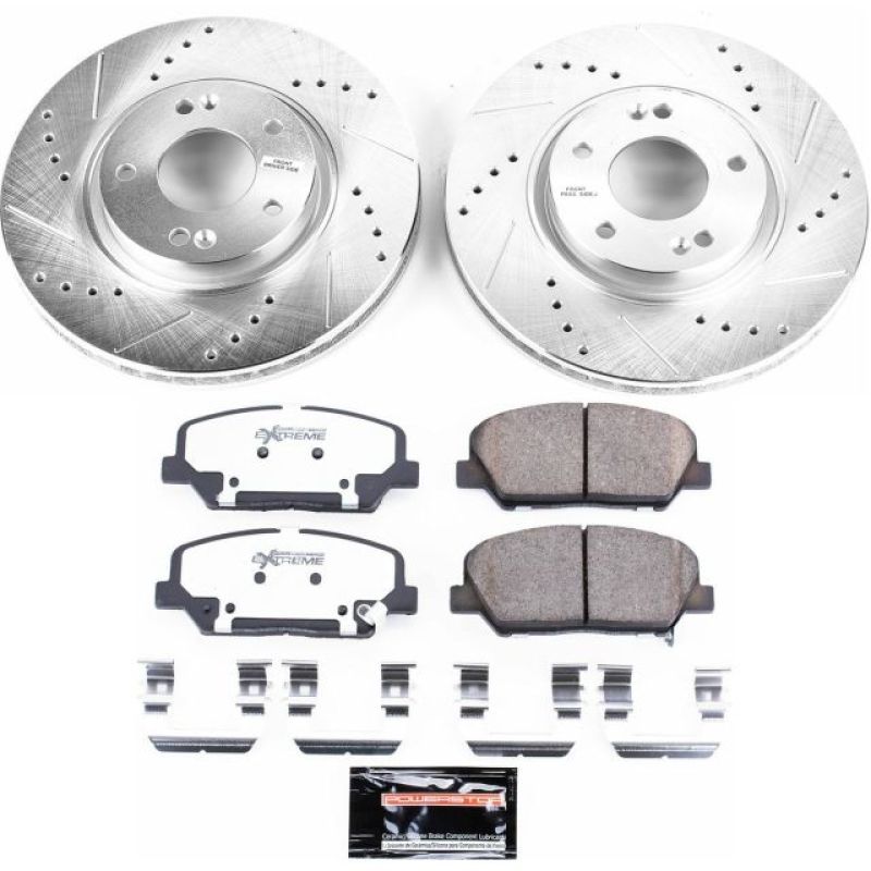 Power Stop 13-15 Hyundai Veloster Front Z26 Street Warrior Brake Kit-Brake Kits - Performance D&S-Grocery Getter Performance