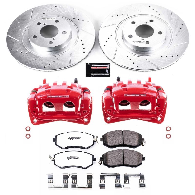 Power Stop 13-16 Scion FR-S Front Z26 Street Warrior Brake Kit w/Calipers-Brake Kits - Performance D&S-Grocery Getter Performance