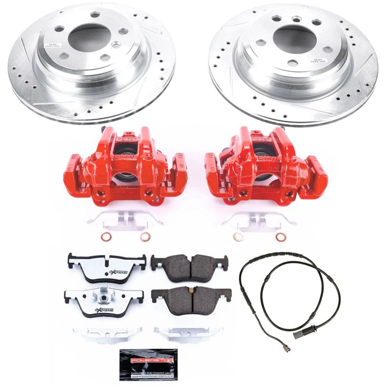 Power Stop 13-18 BMW 320i xDrive Rear Z26 Street Warrior Brake Kit w/Calipers-Brake Kits - Performance D&S-Grocery Getter Performance