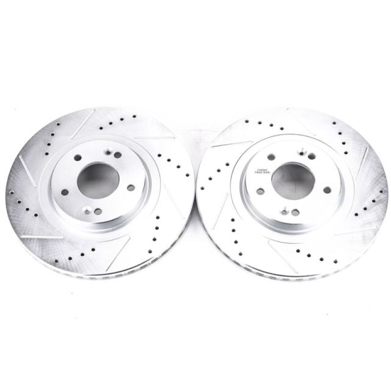Power Stop 13-18 Hyundai Santa Fe Sport Front Evolution Drilled & Slotted Rotors - Pair-Brake Rotors - Slot & Drilled-Grocery Getter Performance