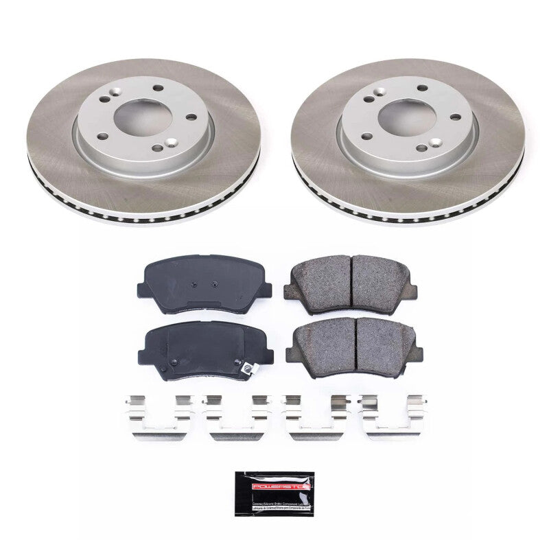 Power Stop 14-16 Kia Forte5 Front Semi-Coated Rotor Kit-Brake Kits - Performance Blank-Grocery Getter Performance