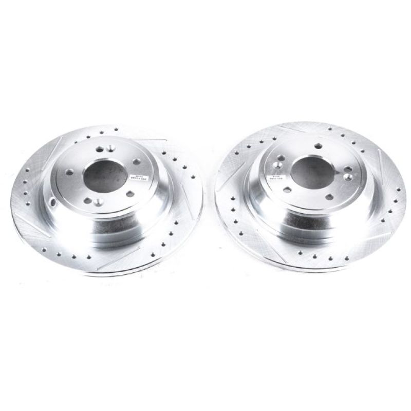 Power Stop 17-18 Genesis G80 Rear Evolution Drilled & Slotted Rotors - Pair-Brake Rotors - Slot & Drilled-Grocery Getter Performance