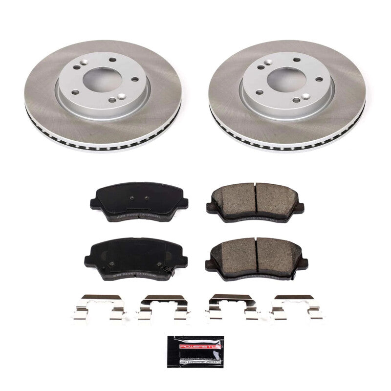 Power Stop 17-18 Kia Forte5 Front Semi-Coated Rotor Kit-Brake Kits - Performance Blank-Grocery Getter Performance