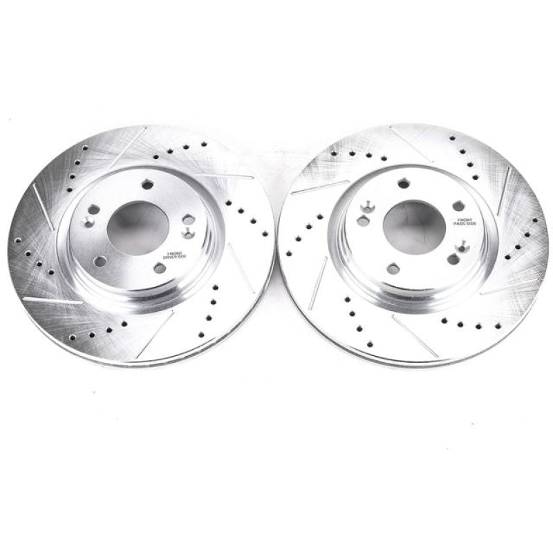 Power Stop 17-19 Hyundai Elantra Front Evolution Drilled & Slotted Rotors - Pair-Brake Rotors - Slot & Drilled-Grocery Getter Performance