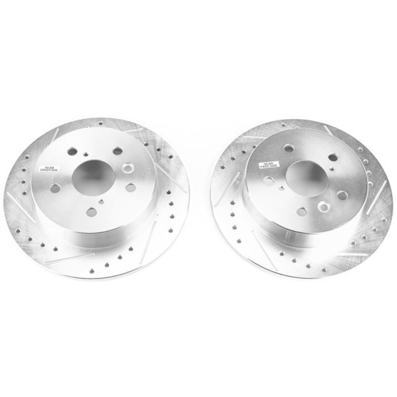 Power Stop 18-19 Toyota Camry Rear Evolution Drilled & Slotted Rotors - Pair-Brake Rotors - Slot & Drilled-Grocery Getter Performance