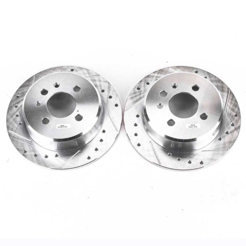Power Stop 1991 BMW 318i Rear Evolution Drilled & Slotted Rotors - Pair-Brake Rotors - Slot & Drilled-Grocery Getter Performance