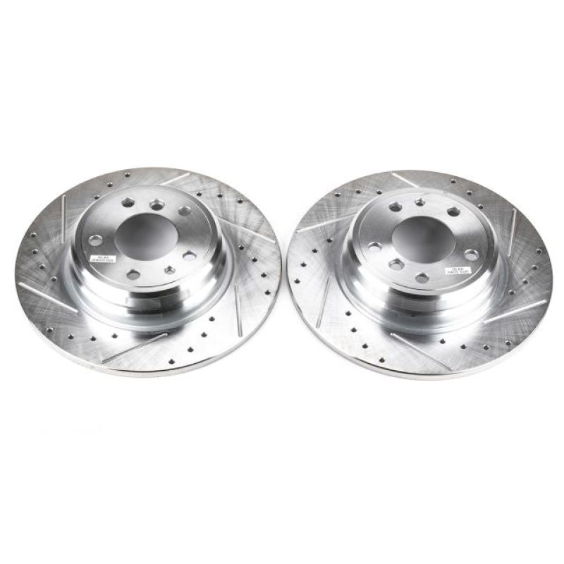 Power Stop 1995 BMW 740i Rear Evolution Drilled & Slotted Rotors - Pair-Brake Rotors - Slot & Drilled-Grocery Getter Performance