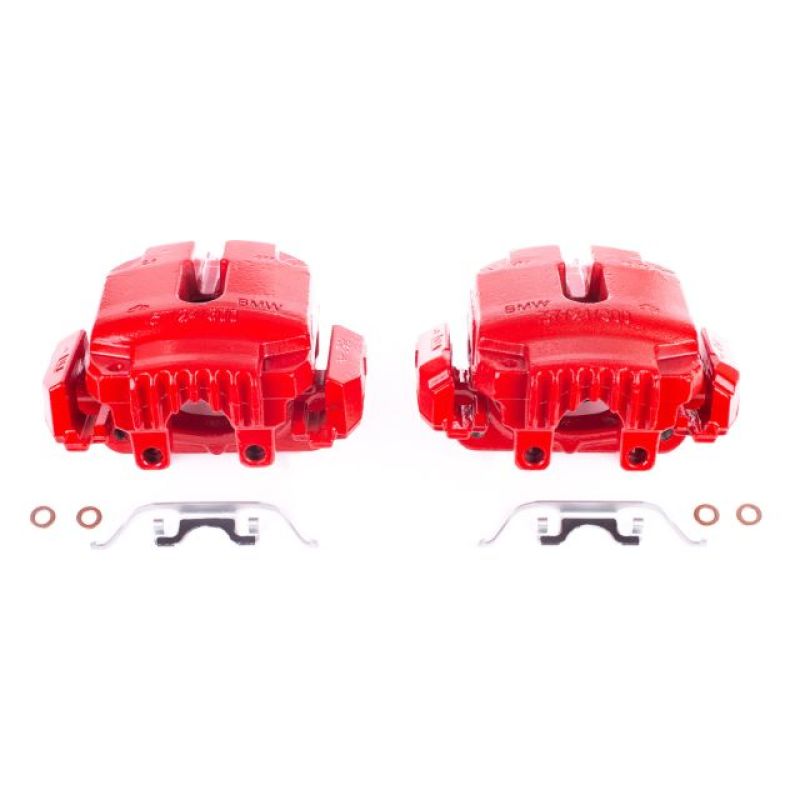 Power Stop 2006 BMW 325i Front Red Calipers w/Brackets - Pair-Brake Calipers - Perf-Grocery Getter Performance