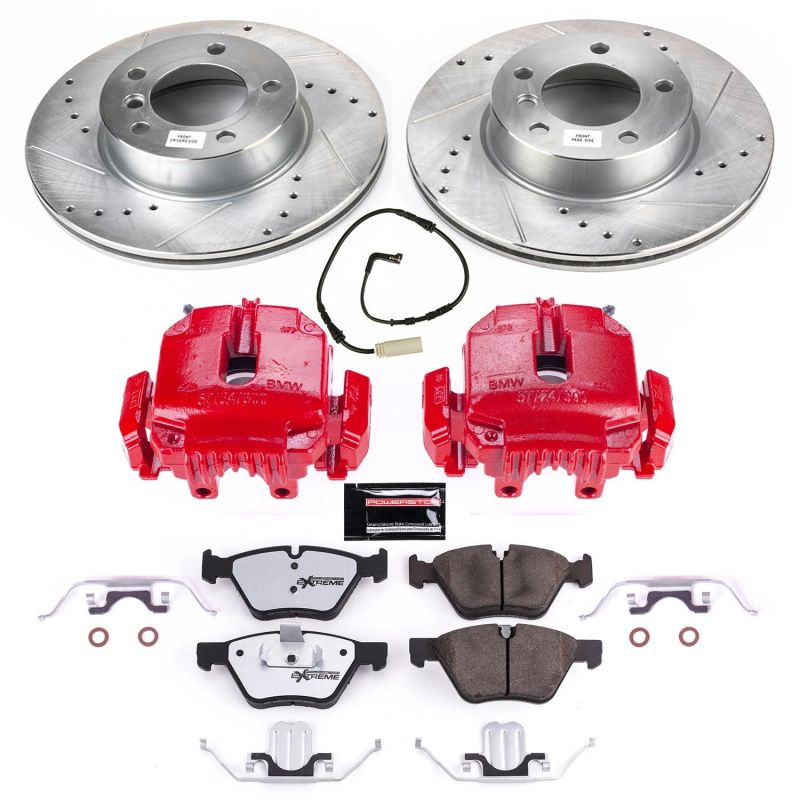Power Stop 2006 BMW 325i Front Z26 Street Warrior Brake Kit w/Calipers-Brake Kits - Performance D&S-Grocery Getter Performance