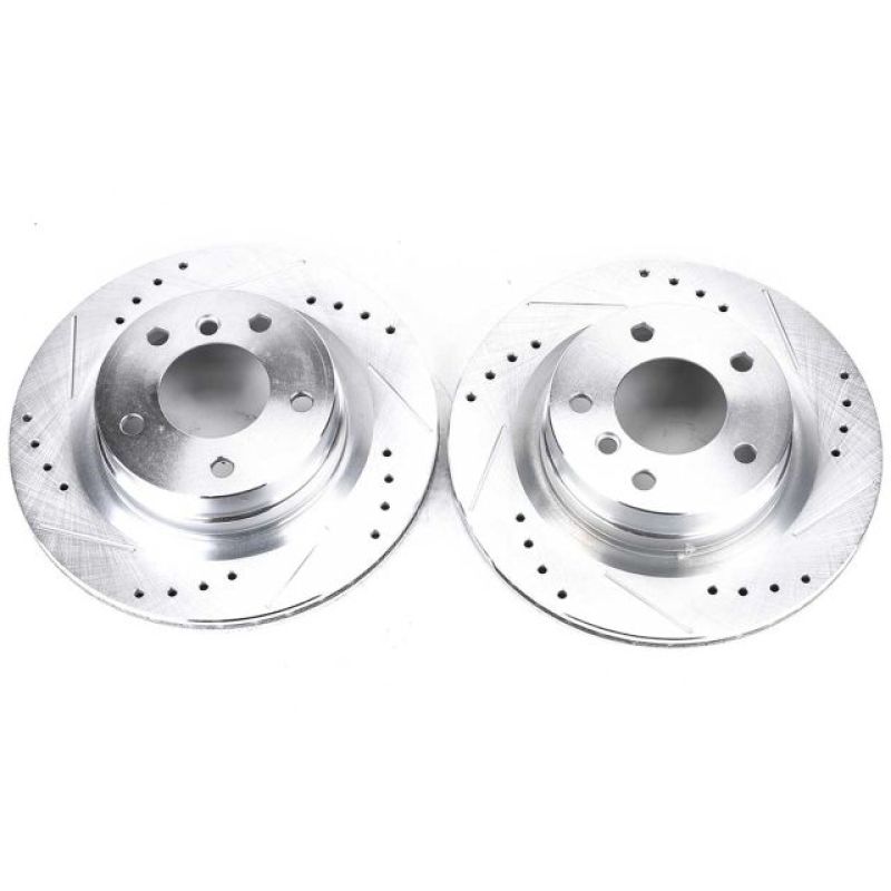 Power Stop 2006 BMW 325i Rear Evolution Drilled & Slotted Rotors - Pair-Brake Rotors - Slot & Drilled-Grocery Getter Performance