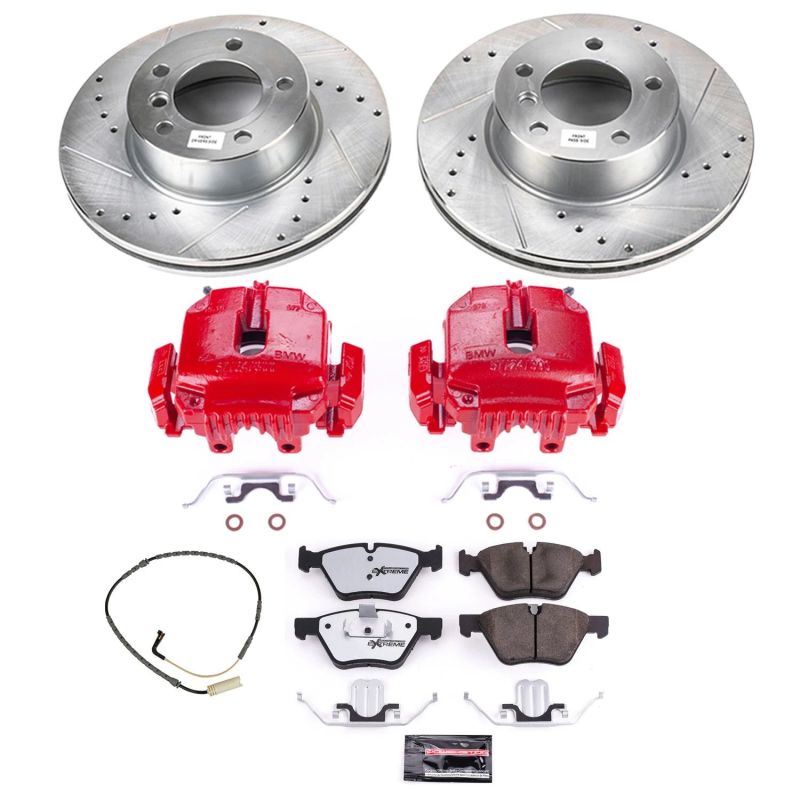 Power Stop 2006 BMW 325xi Front Z26 Street Warrior Brake Kit w/Calipers-Brake Kits - Performance D&S-Grocery Getter Performance