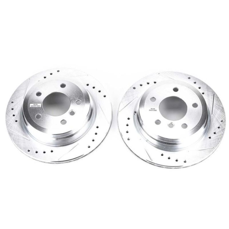 Power Stop 2006 BMW 325xi Rear Evolution Drilled & Slotted Rotors - Pair-Brake Rotors - Slot & Drilled-Grocery Getter Performance