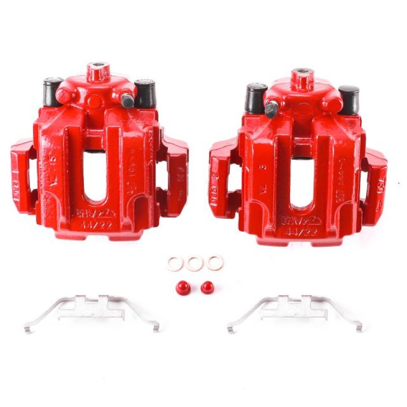 Power Stop 2006 BMW 330i Rear Red Calipers w/Brackets - Pair-Brake Calipers - Perf-Grocery Getter Performance