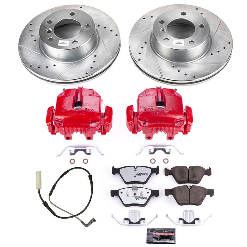 Power Stop 2007 BMW 328i Front Z26 Street Warrior Brake Kit w/Calipers-Brake Kits - Performance D&S-Grocery Getter Performance