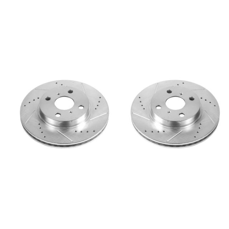 Power Stop 2013 Scion iQ Front Evolution Drilled & Slotted Rotors - Pair-Brake Rotors - Slot & Drilled-Grocery Getter Performance