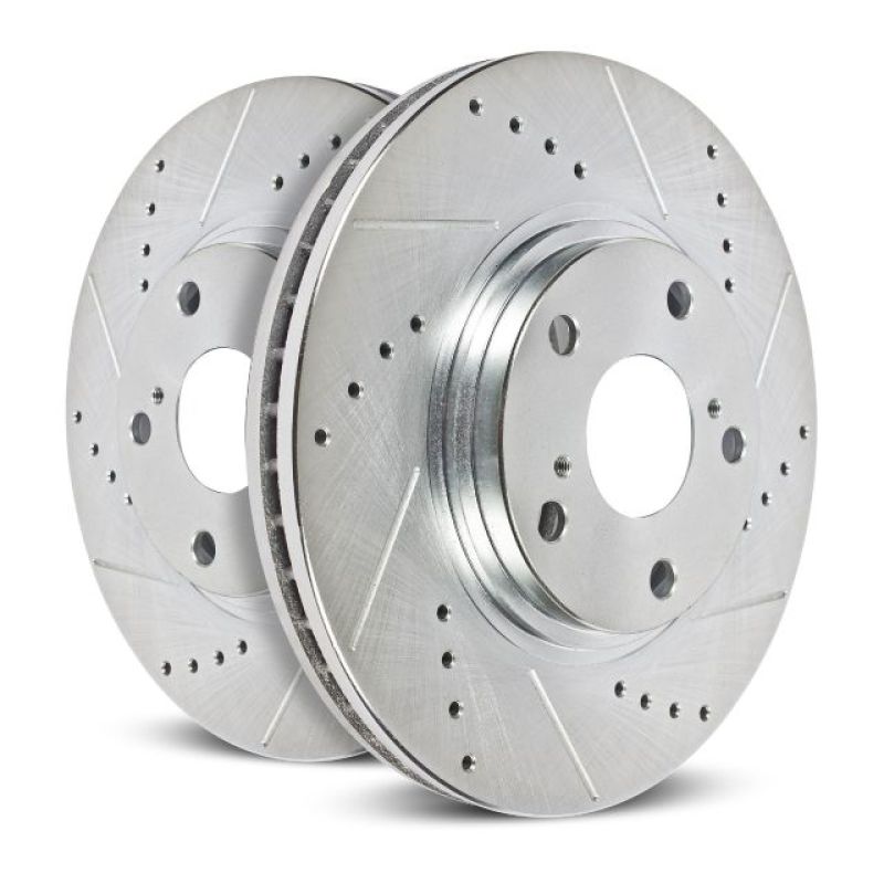 Power Stop 2018 Hyundai Accent Front Evolution Drilled & Slotted Rotors - Pair-Brake Rotors - Slot & Drilled-Grocery Getter Performance