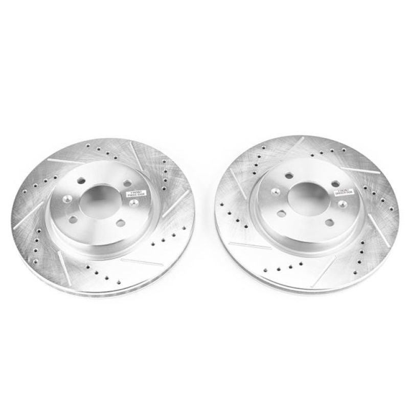 Power Stop 2018 Hyundai Accent Front Evolution Drilled & Slotted Rotors - Pair-Brake Rotors - Slot & Drilled-Grocery Getter Performance