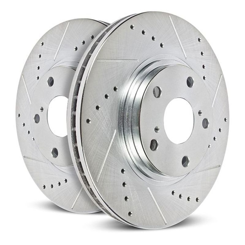 Power Stop 21-22 Hyundai Elantra Front Drilled & Slotted Rotor (Pair)-Brake Rotors - Slot & Drilled-Grocery Getter Performance