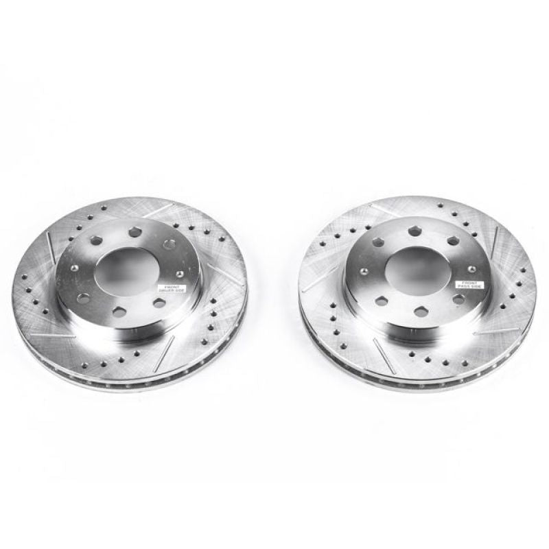 Power Stop 91-93 Eagle GTX Front Evolution Drilled & Slotted Rotors - Pair-Brake Rotors - Slot & Drilled-Grocery Getter Performance