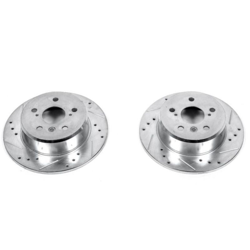 Power Stop 92-96 Lexus ES300 Rear Evolution Drilled & Slotted Rotors - Pair-Brake Rotors - Slot & Drilled-Grocery Getter Performance