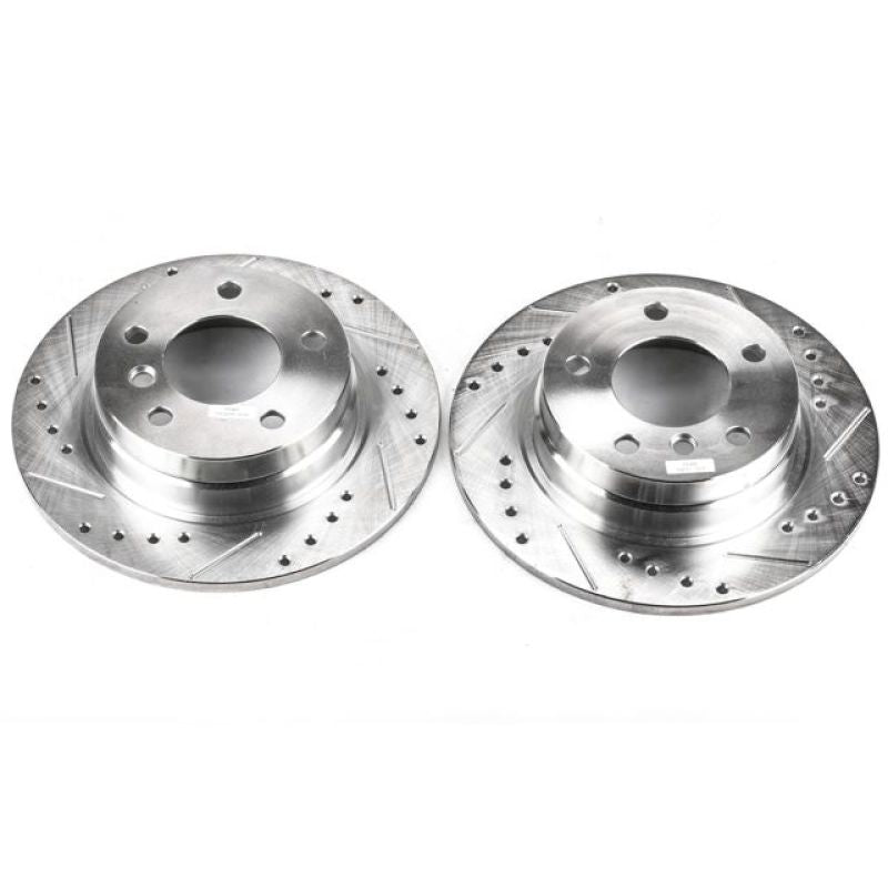 Power Stop 92-98 BMW 318i Rear Evolution Drilled & Slotted Rotors - Pair-Brake Rotors - Slot & Drilled-Grocery Getter Performance