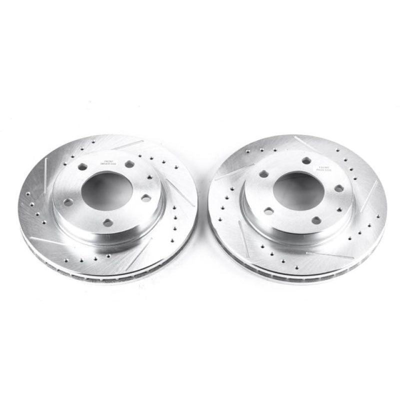 Power Stop 93-97 Ford Probe Front Evolution Drilled & Slotted Rotors - Pair-Brake Rotors - Slot & Drilled-Grocery Getter Performance