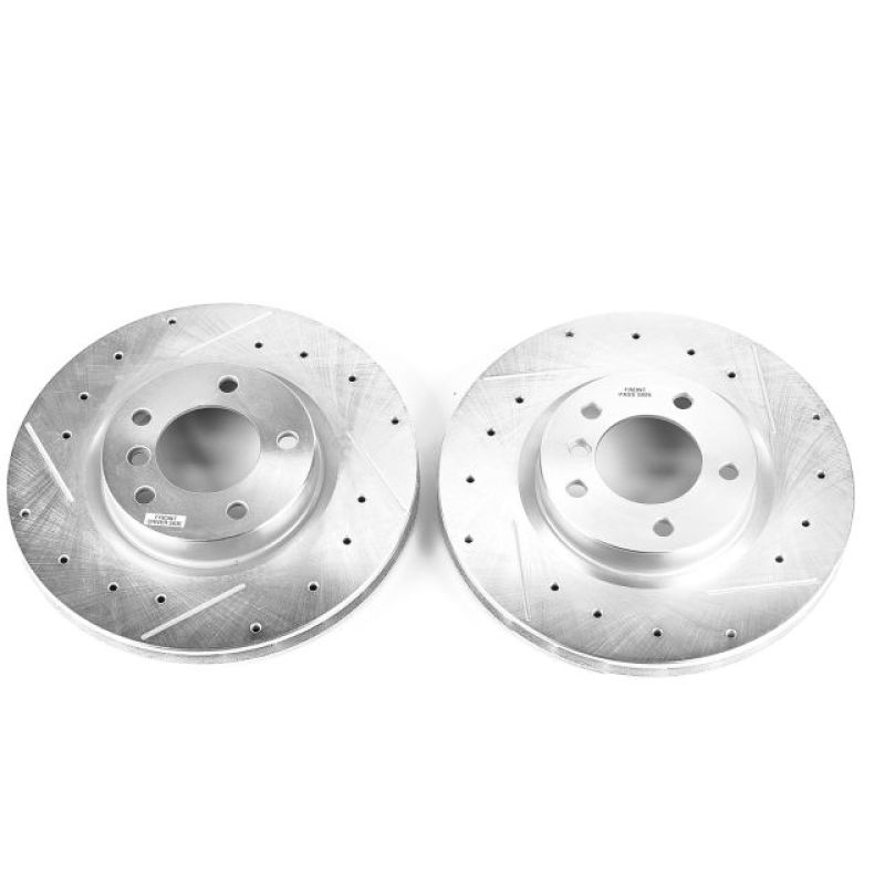 Power Stop 95-99 BMW M3 Front Evolution Drilled & Slotted Rotors - Pair-Brake Rotors - Slot & Drilled-Grocery Getter Performance