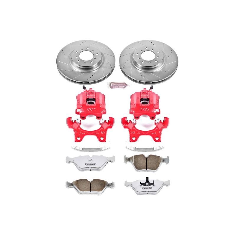 Power Stop 95-99 BMW M3 Front Z26 Street Warrior Brake Kit w/Calipers-Brake Kits - Performance D&S-Grocery Getter Performance