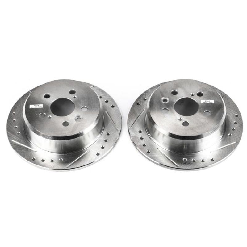 Power Stop 95-99 Toyota Celica Rear Evolution Drilled & Slotted Rotors - Pair-Brake Rotors - Slot & Drilled-Grocery Getter Performance