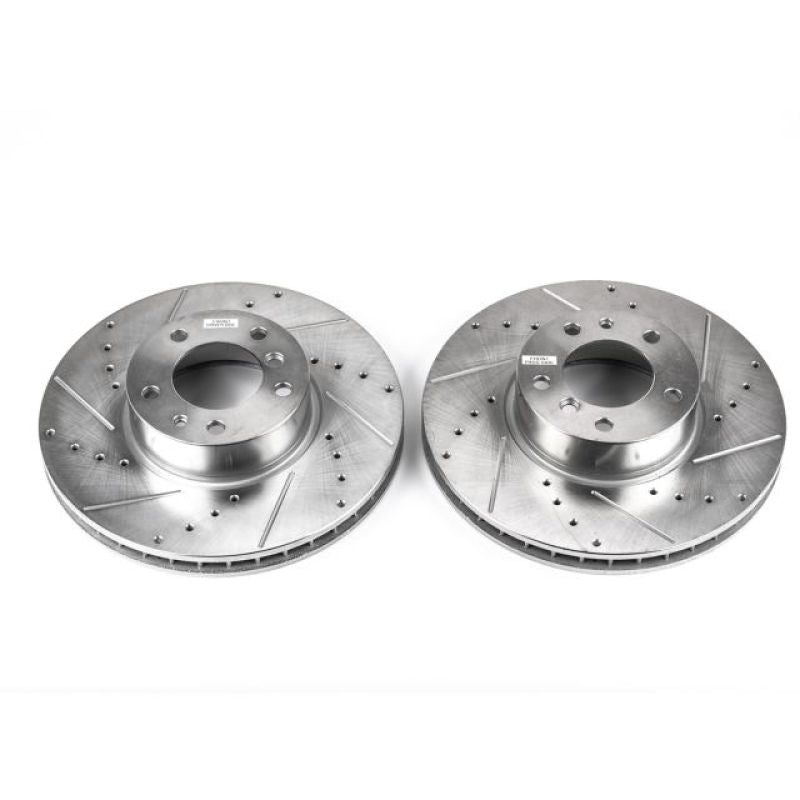 Power Stop 97-00 BMW 540i Front Evolution Drilled & Slotted Rotors - Pair-Brake Rotors - Slot & Drilled-Grocery Getter Performance