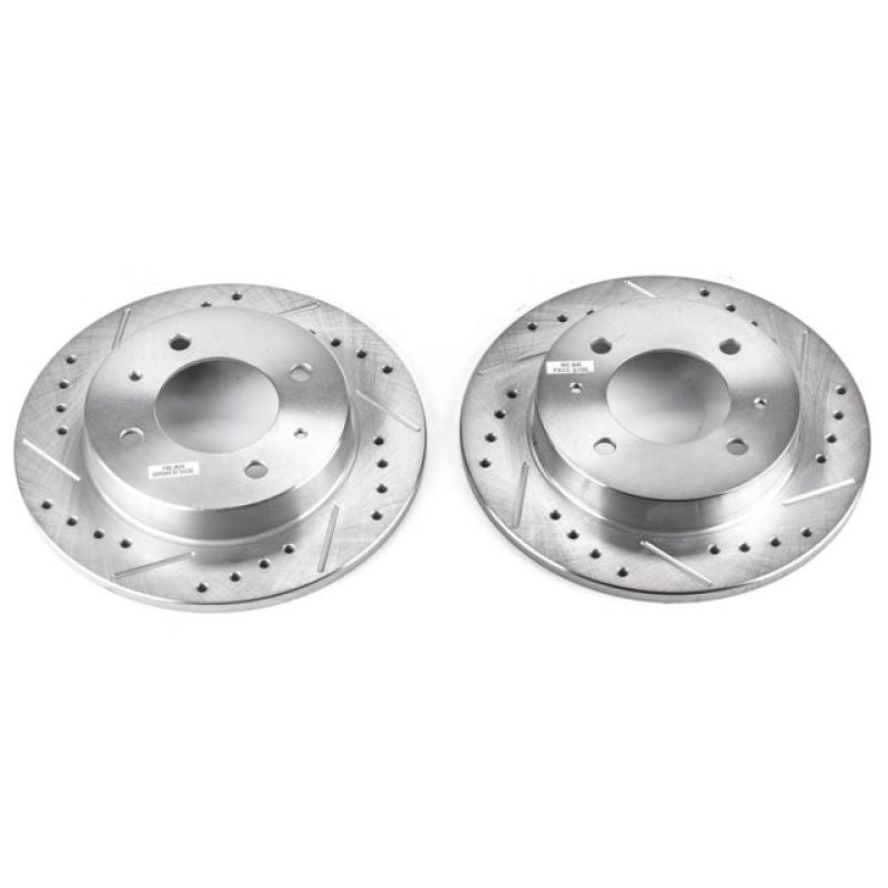 Power Stop 97-06 Hyundai Elantra Rear Evolution Drilled & Slotted Rotors - Pair-Brake Rotors - Slot & Drilled-Grocery Getter Performance