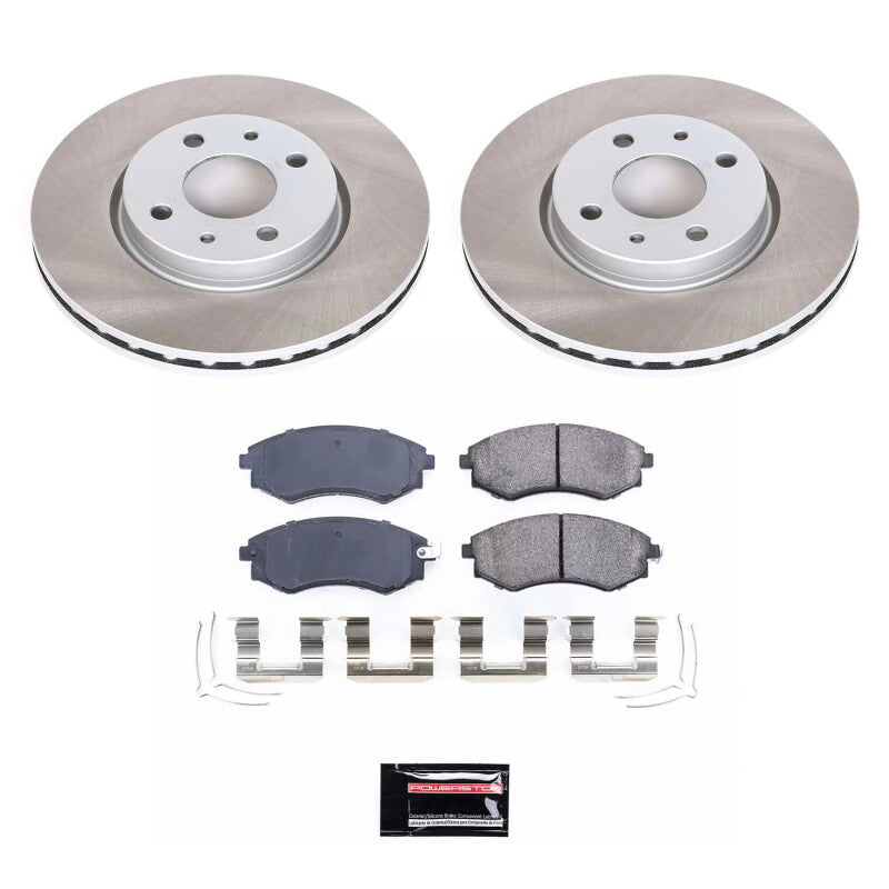 Power Stop 99-01 Hyundai Tiburon Front Semi-Coated Rotor Kit-Brake Kits - Performance Blank-Grocery Getter Performance