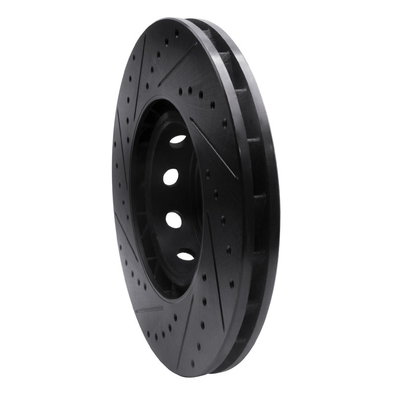 R1 00-03 BMW M5 Left Front Drilled & Slotted Black Brake Rotor-Brake Rotors - Slot & Drilled-Grocery Getter Performance