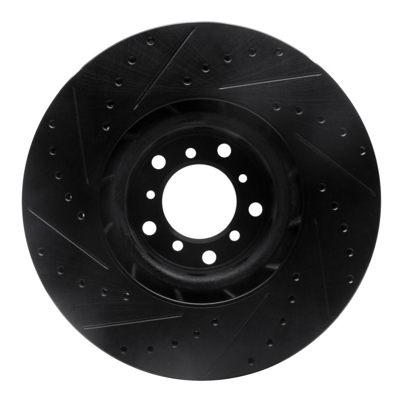 R1 00-03 BMW M5 Left Front Drilled & Slotted Black Brake Rotor-Brake Rotors - Slot & Drilled-Grocery Getter Performance