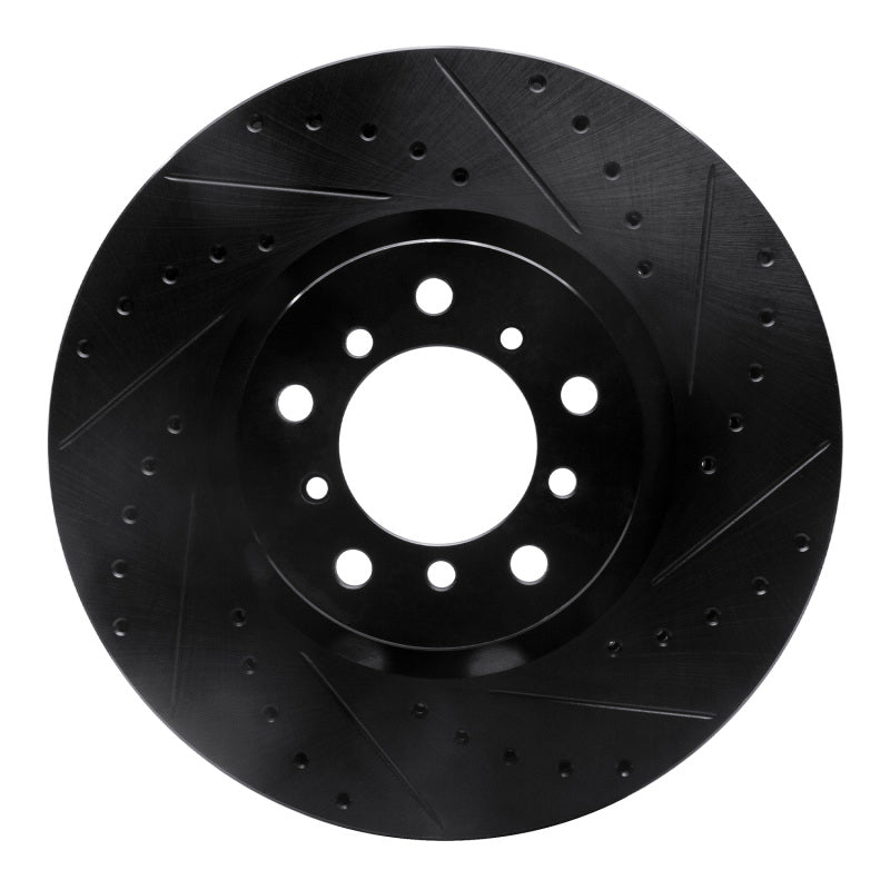 R1 00-03 BMW M5 Left Front Drilled & Slotted Black Brake Rotor-Brake Rotors - Slot & Drilled-Grocery Getter Performance